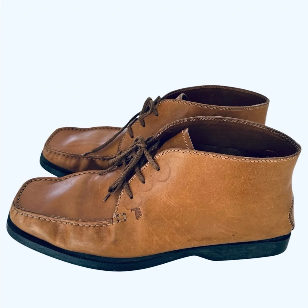 Tod’s Men’s Brown Leather Chukka Boots US 8 Lace-Up Made in Italy MSRP $500